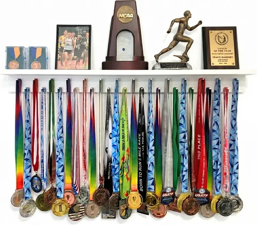 Miniatura 11 de Estante para premios de medallas de 3 pies para exhibición y estante para trofeos – Soporte para trofeos y medallas multideporte para exhibición