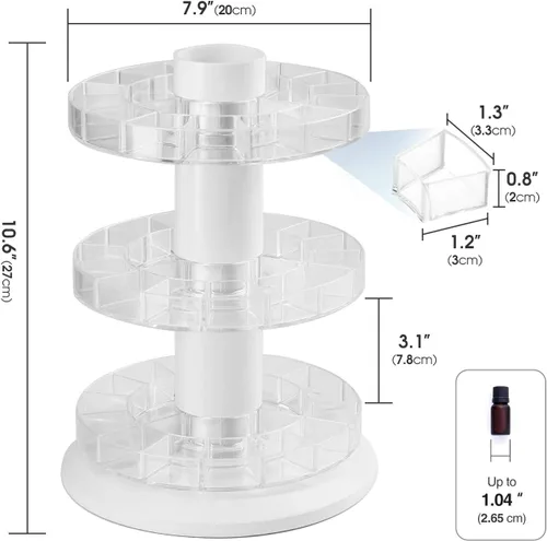 Miniatura 6 de J JACKCUBE DESIGN Soporte giratorio de exhibición de aceite esencial para 45 botellas (hasta 72), organizador de 3 niveles de almacenamiento