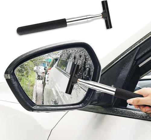 Escobilla para espejo lateral de automóvil, limpiador telescópico retráctil, herramienta de limpieza antivaho y agua para clima lluvioso y brumoso,