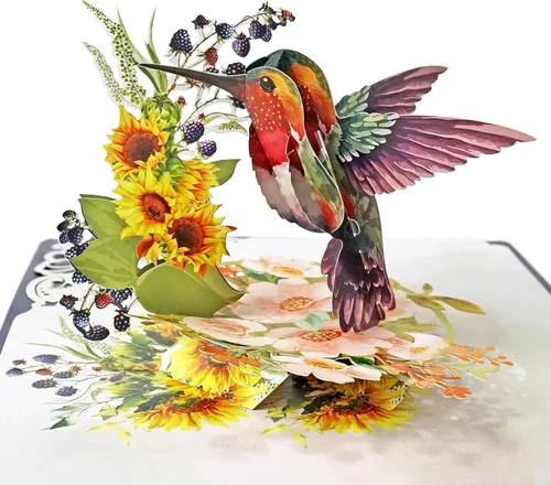 Miniatura 17 de CUTPOPUP - Tarjetas de cumpleaños emergentes de pavo real para mujer, tarjeta de felicitación de flores de cumpleaños 3D para su esposa, madre