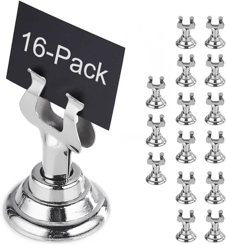 Miniatura 10 de Portatarjetas de mesa de tamaño pequeño, de acero inoxidable para fotos, letreros de comida, bodas, restaurantes, cumpleaños, centros de mesa