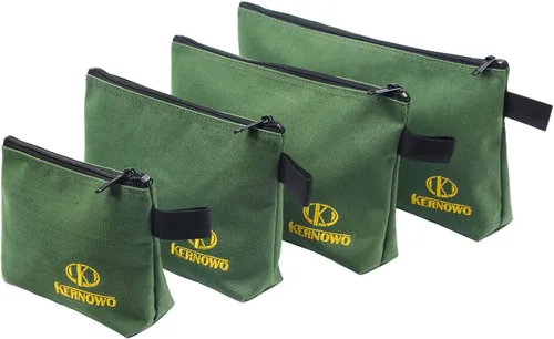 Miniatura 8 de KERNOWO Paquete de 4 bolsas de herramientas de lona con cremallera mejoradas, bolsa de herramientas resistente de 20 onzas, organizador
