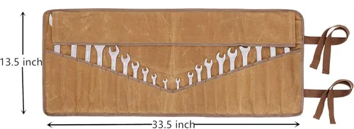 Miniatura 2 de Denifiter Bolsa enrollable de 20+4 bolsillos, bolsa enrollable para herramientas de mano, rollo de llave de lona encerada duradero de 16 onzas