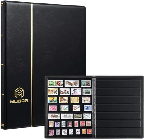 Miniatura 9 de Álbumes de Sellos MUDOR para Coleccionistas, 1 Libro de Sellos de Bolsillo para Coleccionistas, 10 Hojas de Clasificador de Sellos, Negro