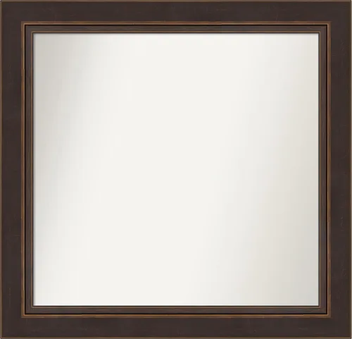Miniatura 344 de Amanti Art Espejo de baño de bronce para sobre el fregadero, 24 x 24 pulgadas, espejo cuadrado de bronce Lara para tocador, marco de madera