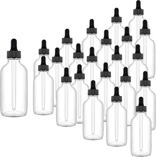 Miniatura 29 de Paquete de 48 Botellas Cuentagotas de Vidrio Transparente de 1 oz, Botellas Cuentagotas con Cuentagotas de Vidrio para Aceites Esenciales, Perfumes