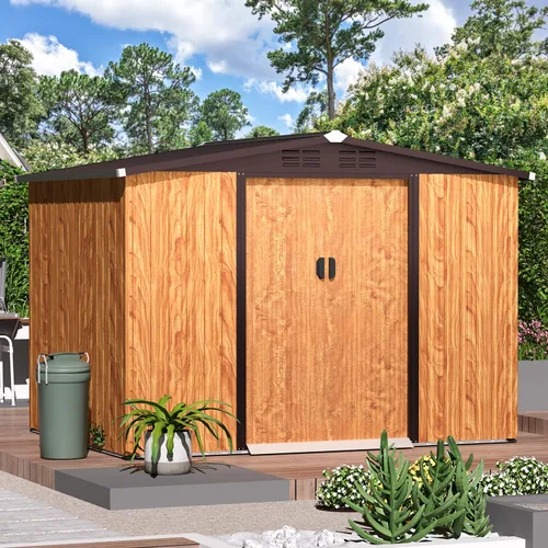Miniatura 23 de AECOJOY Cobertizo de almacenamiento al aire libre de 5 x 3 pies, pequeño cobertizo de metal con puerta con cerradura, almacenamiento de utilidad