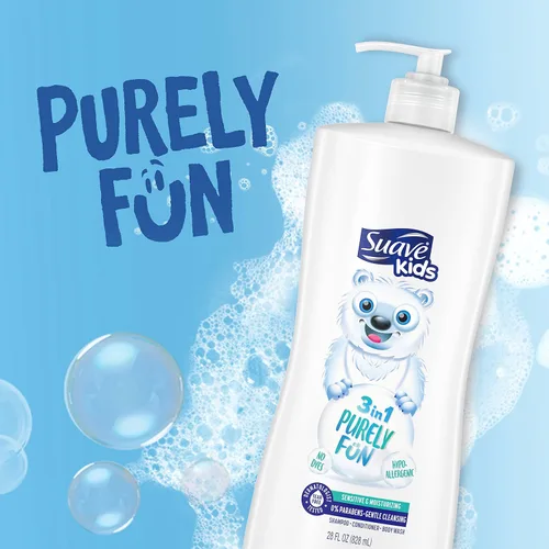 Miniatura 3 de Suave Kids Champú Acondicionador Gel de Baño 3 en 1 Purely Fun Hace que la Hora del Baño sea Rápida y Fácil, Sin Parabenos y Probado por