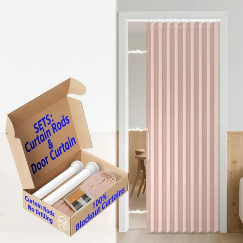 Miniatura 68 de AJAZZ Cortina de puerta magnética 100% opaca de acordeón para armario, cortina invisible para puerta interior de dormitorio, sala de estar, pasillo
