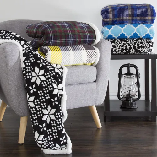 Miniatura 4 de Bedford Home Manta Sherpa de forro polar negro/blanco