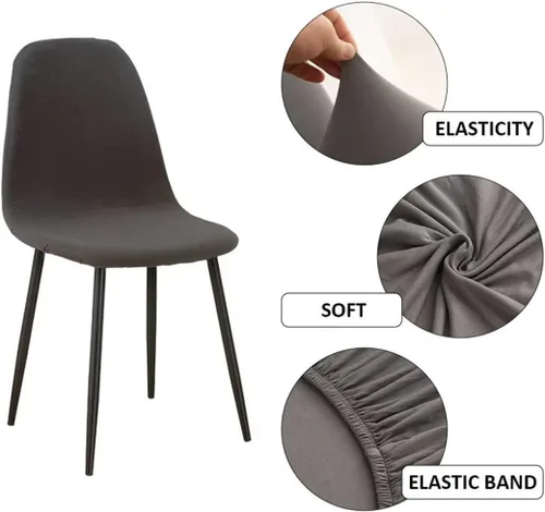 Miniatura 9 de Paquete de 4 fundas de elastano modernas de mediados de siglo, reutilizables, sin brazos, para sillas de comedor, para cocina, hogar, bar, hotel