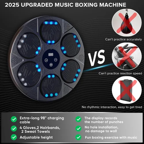 Miniatura 2 de Music Boxing Machine Kit Wall Mounted Smart Boxing Machine & Counter Complete Boxing Kit More Than a Standard Punching Machine for Adults & Home