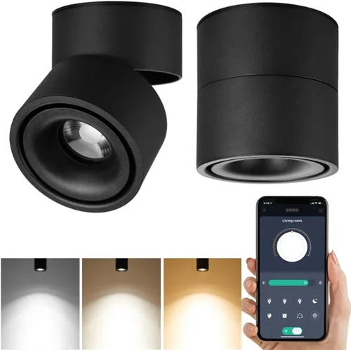 Miniatura 8 de Foco de techo LED regulable – 360° ajustable en superficie de atenuación de 12 W COB iluminación de techo interior Downlight de pared de aluminio