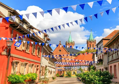 Miniatura 3 de BELECO Telón de fondo de tela de 5 x 3 pies para el Oktoberfest de Alemania, Baviera, con banderas bávaras, telón de fondo para festival de cerveza