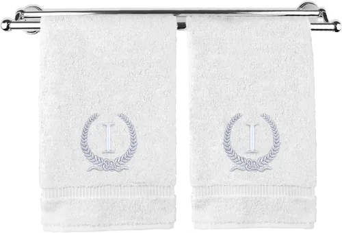 Miniatura 124 de Toalla de mano con monograma, regalo personalizado, 16 x 30 pulgadas, diseño de corona dorada bordada con letra blanca en toalla negra, extra