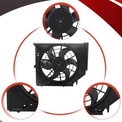 Miniatura 4 de PartsFlow Conjunto de ventilador de enfriamiento del radiador para BMW E46 325i 328i 330i 17117561757
