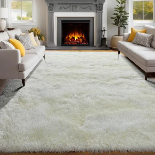 Miniatura 8 de PAGISOFE - Alfombras esponjosas de color blanco, lavables a máquina, de 5 x 7 pies, suaves y peludas, para sala de estar, dormitorio, oficina