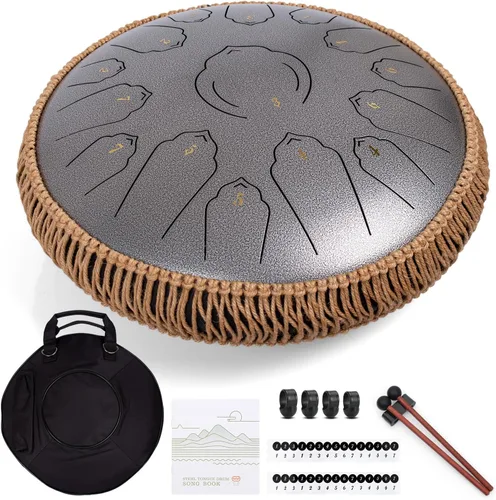 Miniatura 8 de Handpan 22 pulgadas D Minor Kurd Handpan 9 Notas Handpan Instrumento para rendimiento profesional, 440HZ Sonido Handpan Tambores para adultos