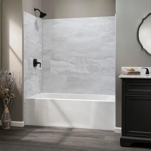 Miniatura 2 de Palisade Kit envolvente de ducha y bañera de azulejos de vinilo entrelazados de 25.6 pulgadas x 14.8 pulgadas en peltre helado
