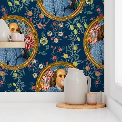 Miniatura 8 de Muestro de papel tapiz extraíble – Benjamin Franklin Botánico Caprichoso Retrato Histórico Papel pintado personalizado pre-pegado por Spoonflower