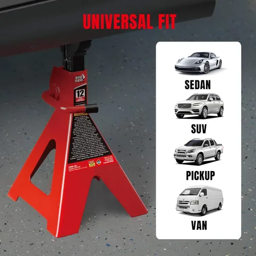 Miniatura 6 de Big RED Soportes para gatos de 12 toneladas con bloqueo de altura ajustable a 28.15 pulgadas, apto para automóviles, SUV y la mayoría