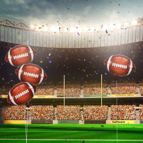 Miniatura 3 de Skylety 4 globos gigantes de papel de aluminio de fútbol de 26 pulgadas, globos gigantes de rugby de fútbol para decoraciones de fiestas