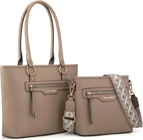 Miniatura 11 de Montana West 2 piezas de conjuntos de bolsos para mujer, grandes bolsos de mano, lindos bolsos cruzados