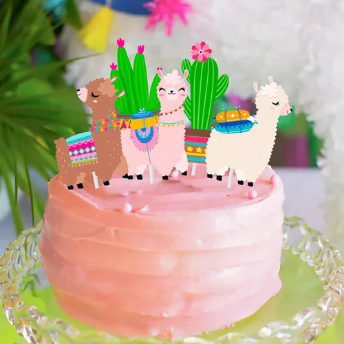 Miniatura 7 de Decoración para cupcakes de cactus, llama, alpaca, cactus, pasteles, decoraciones para fiesta mexicana, fiesta de cumpleaños, suministros de fiesta