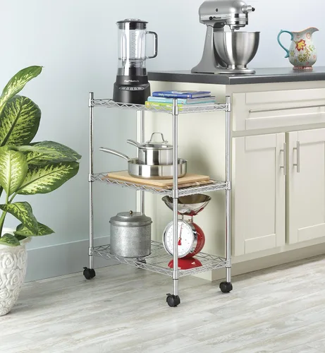 Miniatura 2 de Whitmor Rolling 3 Shelf Cart, Chrome