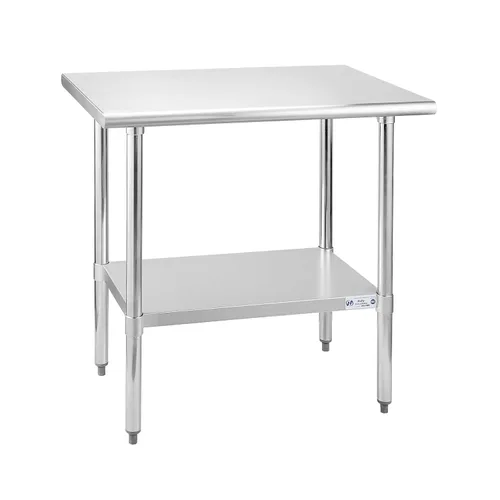 Miniatura 48 de Mesa de acero inoxidable para preparación y trabajo, con ruedas giratorias, mesa resistente, comercial NSF, con estante inferior y protector