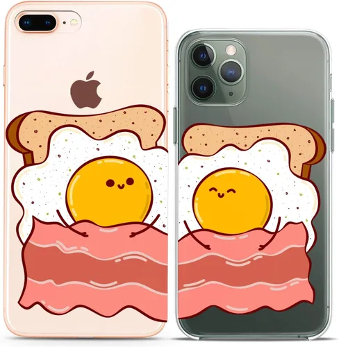 Fundas a juego para parejas compatibles con iPhone 16 15 14 13 12 11 Pro Max Mini Xs X 6s 8 Plus 7+ Xr 10 SE 5 Huevos Flexible Toast Toast Funny