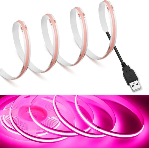 Miniatura 9 de MDee】Tira de luces LED COB de 3000K blanco cálido 1.64 pies/0.5m 5V cinta de luces LED flexibles CRI 90+ 800LM/m 320LEDs/m para decoración