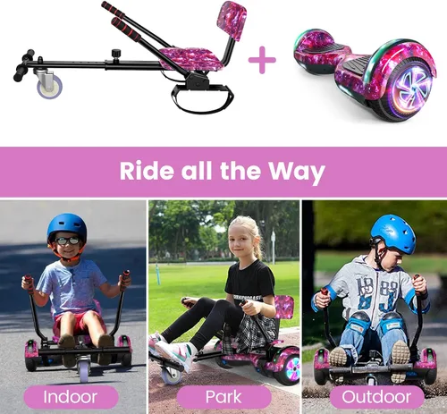 Miniatura 5 de SISIGAD - Accesorio de asiento para patinete, patinete autoequilibrante de 6.5 pulgadas, go kart con Bluetooth y luces LED, para niños, niñas, 6.5