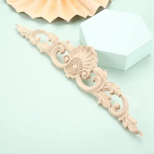 Miniatura 4 de MUXSAM Apliques tallados en madera, paquete de 2 calcomanías de tallas de madera sin pintar, superposición decorativa para paredes, puertas, 2
