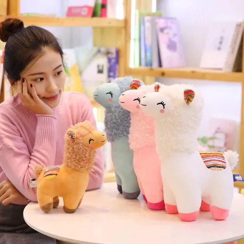 Miniatura 3 de Peluche de alpaca, lindos juguetes de peluche de alpaca, peluches esponjosos, regalo de peluche de llama para niños y amantes en Navidad, Marrón