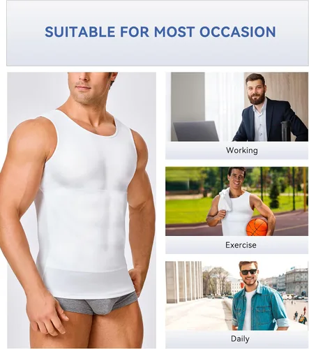 Miniatura 4 de Camiseta de compresión para hombre, adelgaza y moldea el cuerpo - chaleco de entrenamiento, camiseta de tirantes, para marcar abdominales, camisetas