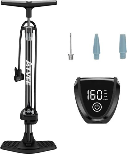 Bike Pump, 25” Height Full Size Bicycle Pump with 160 PSI High Pressure, Bike tire Pump with Presta and Schrader Valve, Bike Air Pump for Bike