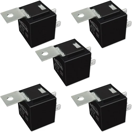 Miniatura 10 de Relé 12V de 5 pines 40/30AMP Kit de relé automotriz, relé SPDT de 5 puntas para potencia, ajuste y basculamiento