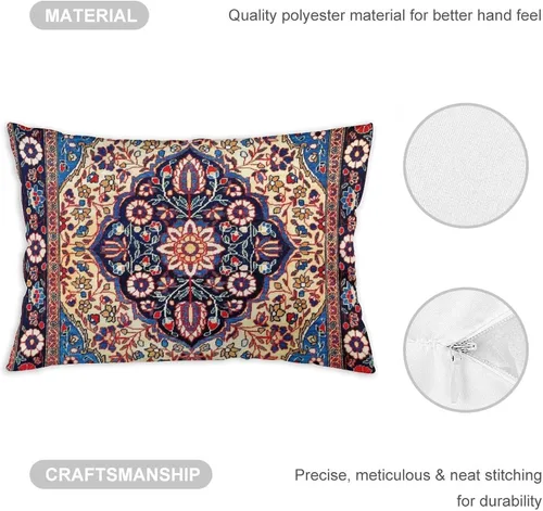 Miniatura 3 de Kashan - 19 fundas de almohada con estampado central persa de 12 x 20 pulgadas, fundas de almohada decorativas de terciopelo suave para decoración