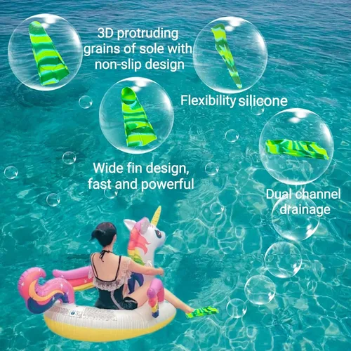 Miniatura 5 de Swimming Training Fins,Comfortable Silicone Flippers for Swimming and Diving,Size Suitable Kids Girls Boys Adult BG-Green Grassland