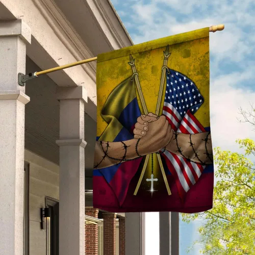 Miniatura 2 de Banderas colombianas con apretón de manos, bandera estadounidense, amistad, Estados Unidos, Colombia, parte colombiana, bandera de casa cristiana