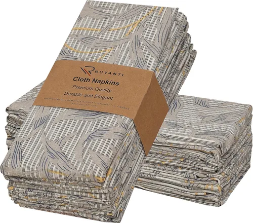 Miniatura 10 de Ruvanti - Servilletas de tela, paquete de 6, 45x45 centímetros, 100% algodón, lavables, suaves y absorbentes, perfectas para bodas, cenas de Belleza