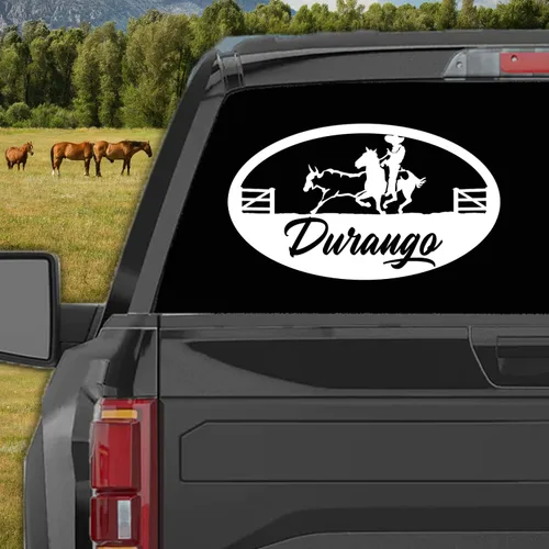 Miniatura 2 de Durango - Adhesivo adhesivo de vinilo para carros diseño Charro de México, Calcomanias para Trocas y Carros (14 x 8 pulgadas, Durango)