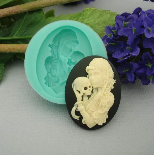 Miniatura 2 de Findings Stop Molde de silicona para madre e hijo esqueleto camafeo flexible para manualidades, joyería, resina, álbumes de recortes, arcilla