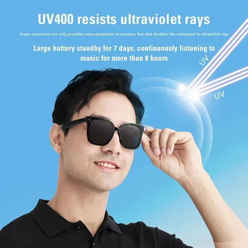 Miniatura 5 de Lentes de sol inteligentes Bluetooth para hombres y mujeres, gafas de audio con altavoces, protección UV400, asistente de voz, disparo remoto, carga