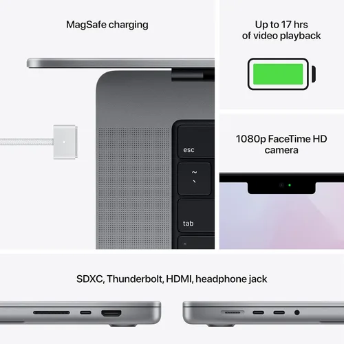 Miniatura 4 de Apple MacBook Pro 2021 (14 pulgadas, chip M1 Pro con CPU de 10 núcleos y GPU de 16 núcleos, 16 GB de RAM, 1 TB SSD), gris espacial