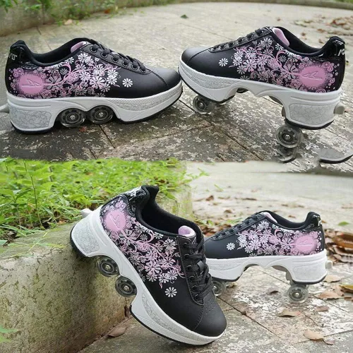 Miniatura 3 de Patines para mujeres, zapatos con ruedas para niñas, zapatos retráctiles para niños, zapatos de parkour para adultos, patines en línea, patines