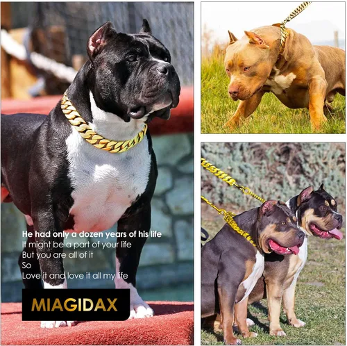 Miniatura 5 de txprodogchains Collar de cadena de perro grande con hebilla, fuerte y resistente, de 32 mm de grosor, collar de eslabones cubanos de acero