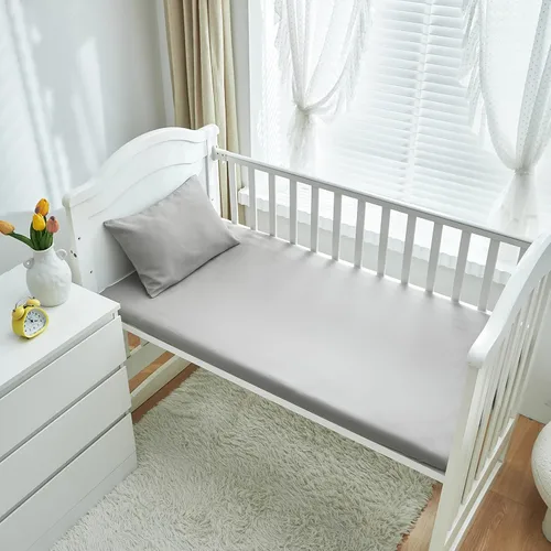 Miniatura 3 de Juego de ropa de cama de 3 piezas para cuna de bebé, edredón acolchado con volantes para bebé con sábana ajustable y funda de almohada - Ropa