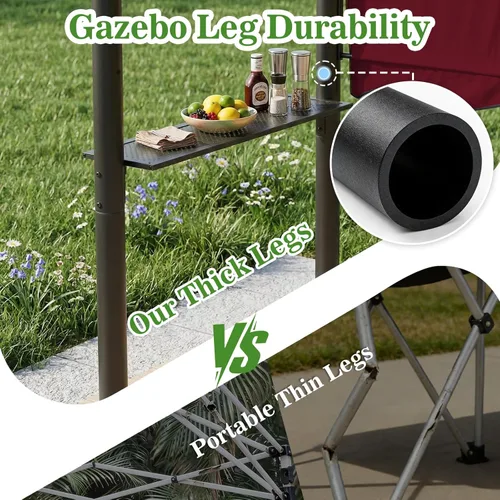 Miniatura 4 de CHARMELEON Gazebo de doble nivel para parrilla de 8 x 5 pies, tienda de campaña para patio y barbacoa al aire libre con toldo lateral extensible